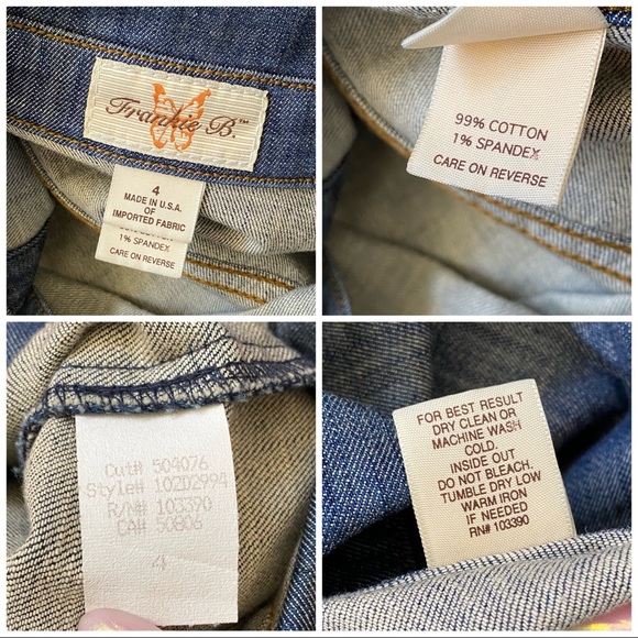 Vintage Frankie B. Blue jean Denim collared button up sleeveless romper Jumpsuit - Picture 9 of 12